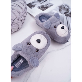 Chaussons Femme Avec Fourrure Ours Gris 2 Chaussons Femme Avec Fourrure Ours Gris 2