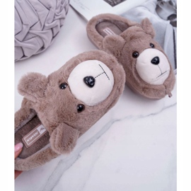 Chaussons Femme Avec Fourrure Ours Brun beige 1