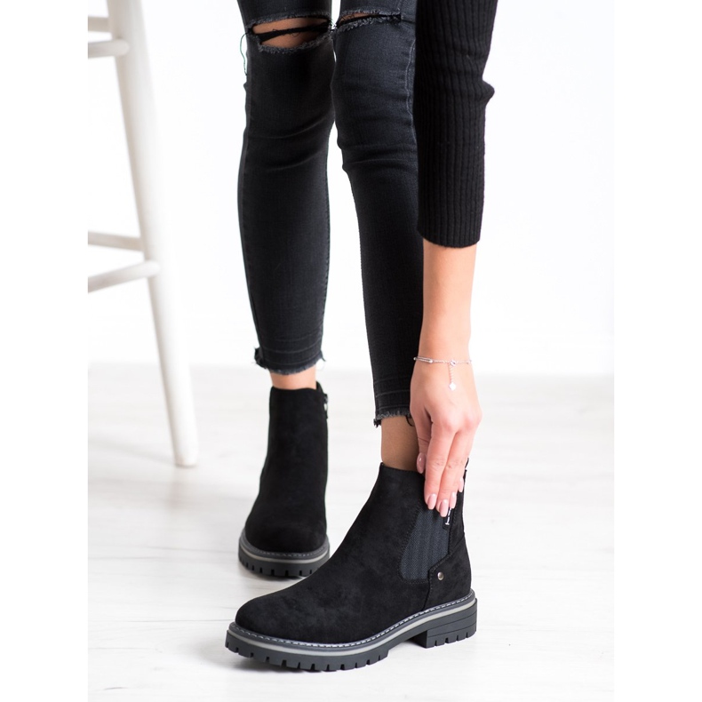 J. Star Bottes en daim confortables le noir 2