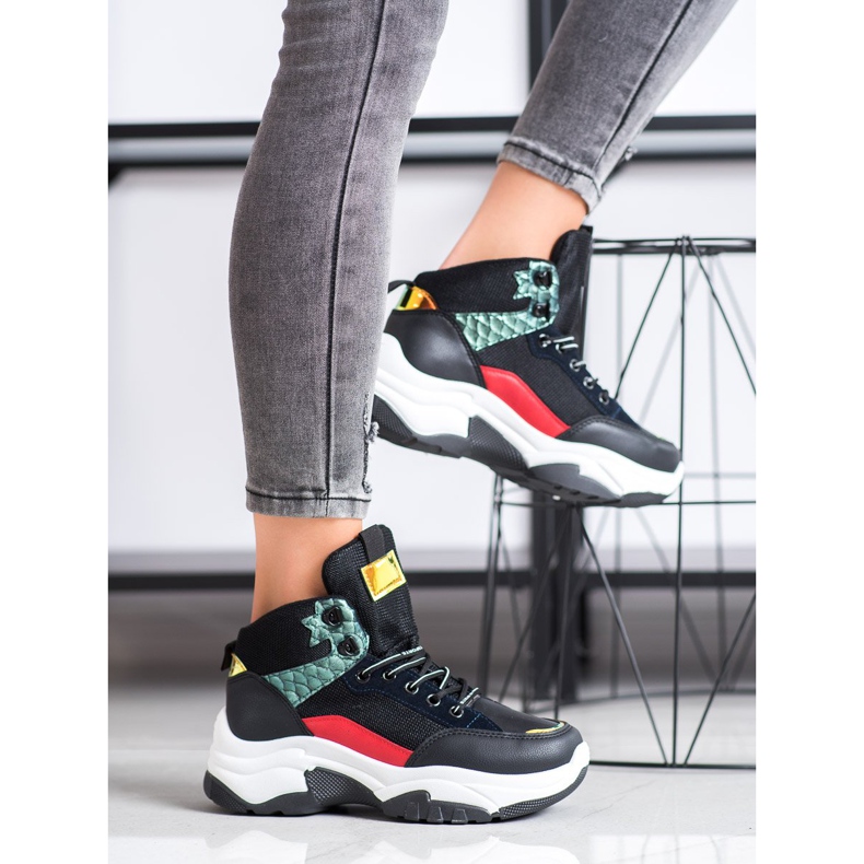 SHELOVET Baskets colorées le noir multicolore 2