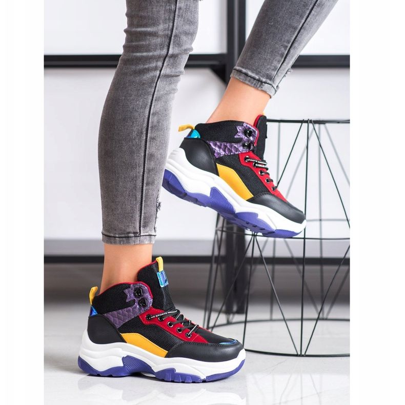 SHELOVET Baskets colorées noir multicolore 1