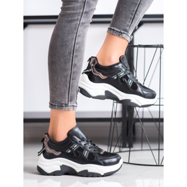 SHELOVET Baskets confortables en cuir écologique le noir 1