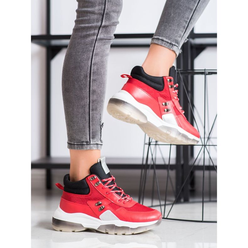 SHELOVET Baskets rouges à la mode noir 1