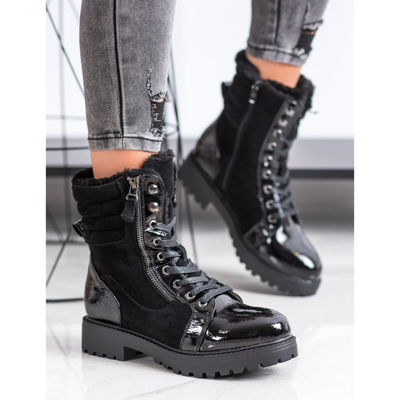 SHELOVET Trappeurs élégants avec réchauffement le noir 2