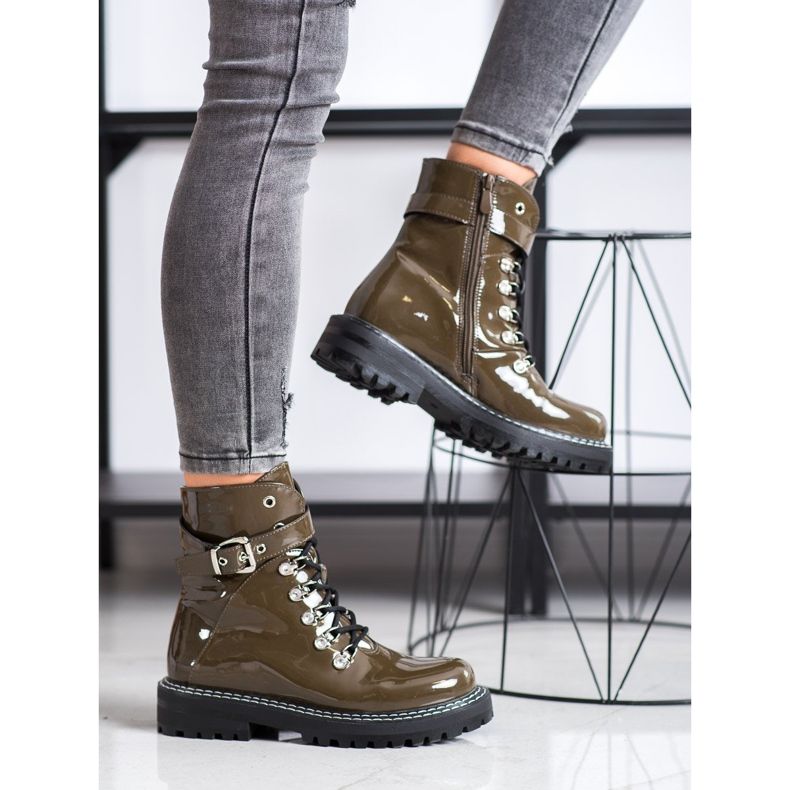 SDS Trappeurs laqués à la mode vert 1