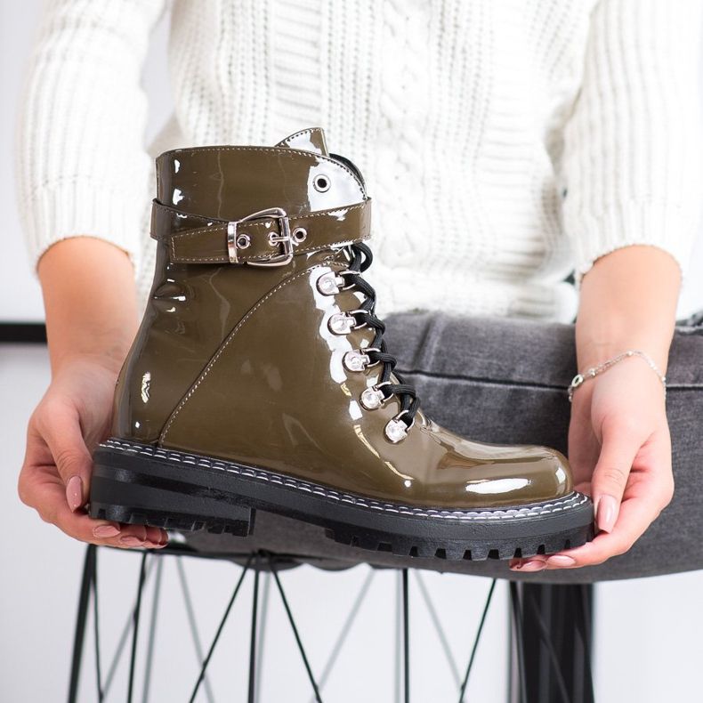 SDS Trappeurs laqués à la mode vert 2