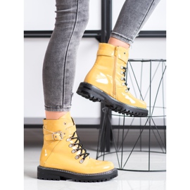 SDS Trappeurs laqués à la mode jaune 1