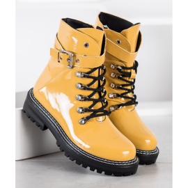 SDS Trappeurs laqués à la mode jaune 3