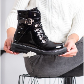 SDS Trappeurs laqués à la mode noir 2