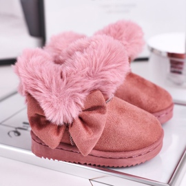 FRROCK Bottes de neige pour enfants avec un nœud en fourrure, rose Vella 1