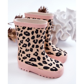 FRROCK Bottes de pluie en caoutchouc pour enfants avec imprimé léopard, rose Nanny le noir 2 FRROCK Bottes de pluie en caoutchouc pour enfants avec imprimé léopard, rose Nanny le noir 2