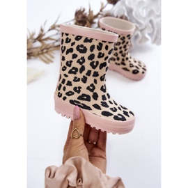 FRROCK Bottes de pluie en caoutchouc pour enfants avec imprimé léopard, rose Nanny noir 1