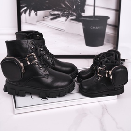 FRROCK Bottes d'hiver avec un sac de rein Twinkle noir 7