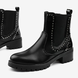 Bottes isolées noires en éco-cuir Haghill argent 1