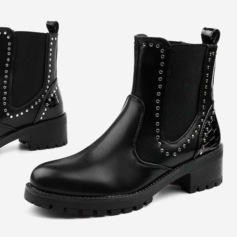 Bottes isolées noires en éco-cuir Haghill le noir argent 1 Bottes isolées noires en éco-cuir Haghill le noir argent 1