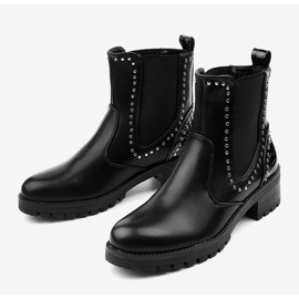 Bottes isolées noires en éco-cuir Haghill le noir argent 2 Bottes isolées noires en éco-cuir Haghill le noir argent 2