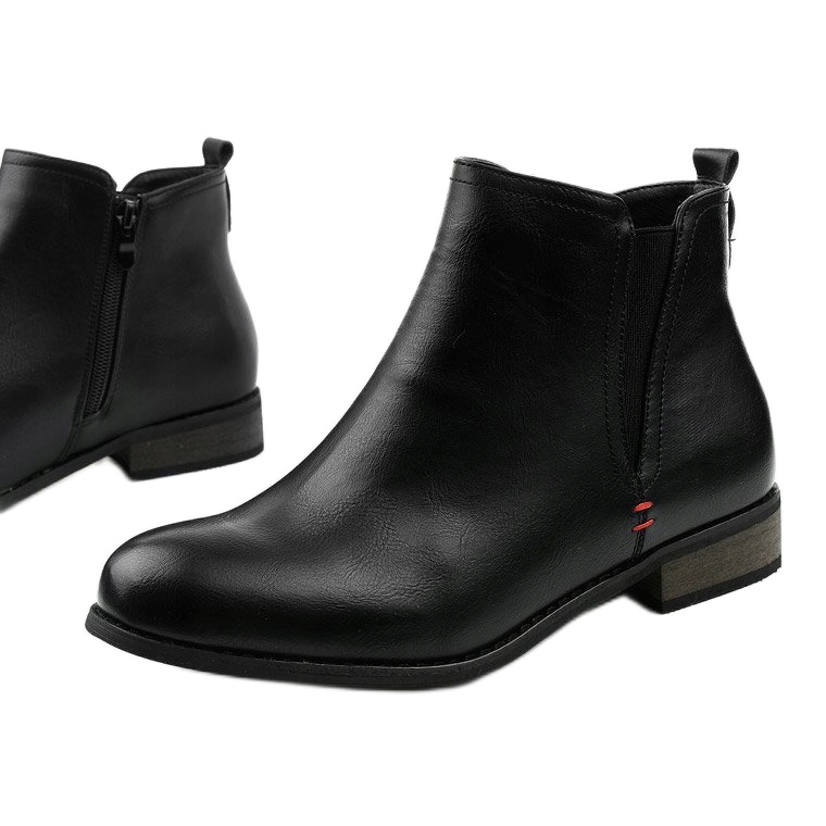 Bottes isolées noires avec une fermeture éclair Simplegleam 1