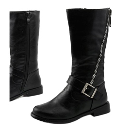 Bottes isolées pour enfants pour filles de Fevamo noir 1