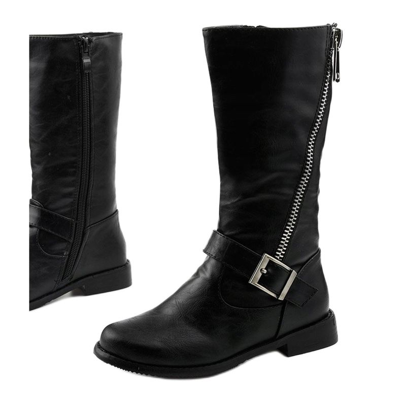 Bottes isolées pour enfants pour filles de Fevamo noir 1