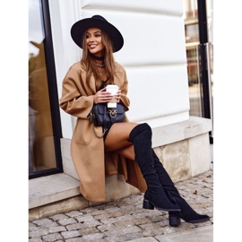 Bottes hautes pour femmes en daim écologique noir Can't Stop le noir 8