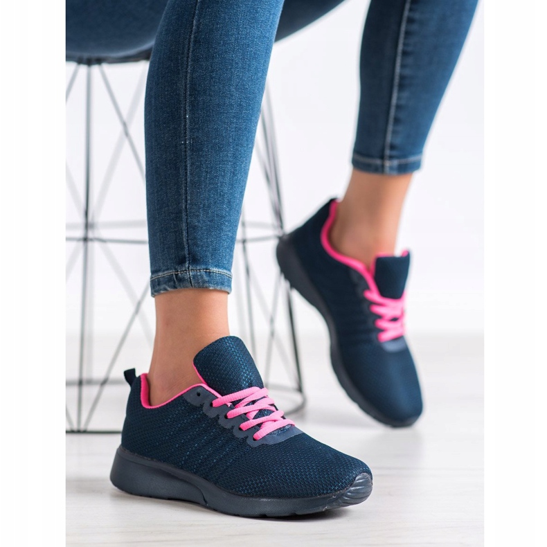 SHELOVET Chaussures de sport bleu marine rose 1
