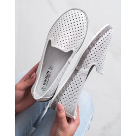 Goodin Seigneurs ajourés en cuir blanc argent 2