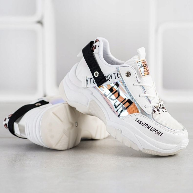 SHELOVET Baskets de sport à la mode blanc brun noir orange 1
