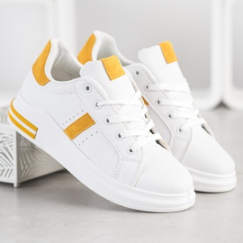 Sweet Shoes Des baskettes blanches jaune 1