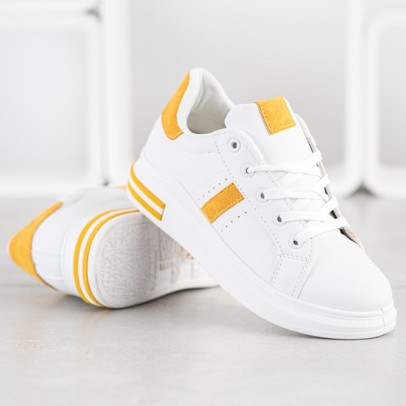Sweet Shoes Des baskettes blanches jaune 2