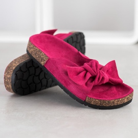 SHELOVET Pantoufles En Daim Sur La Plateforme rose 1