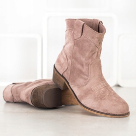 Queentina Bottes de cowboy confortables avec isolation beige 2