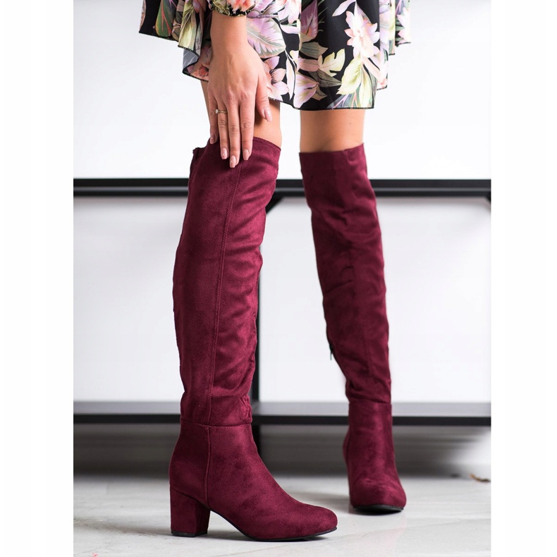 Fashion Bottines en daim marron rouge 1
