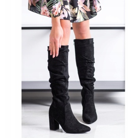 Bestelle Bottes en daim élégantes le noir 1