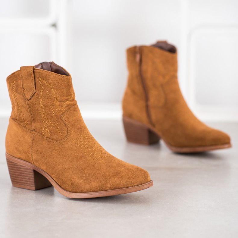 Cm Paris Bottes de cow-boy en daim élégantes brun 1