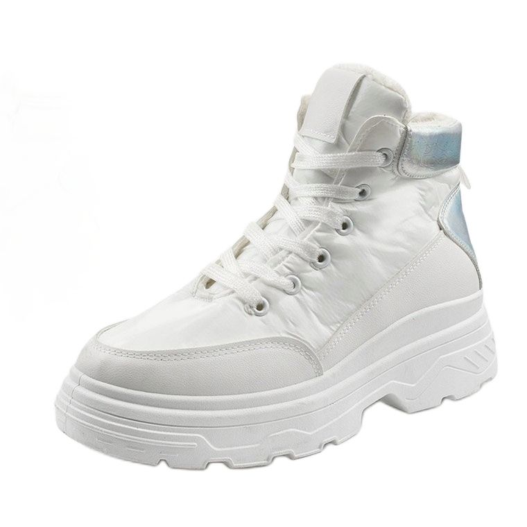 Bottes de sport isolées blanches Ysleta argent 1