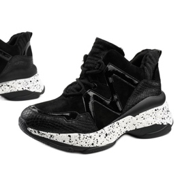 Baskets de sport noires en éco-cuir-daim Clavelina le noir 1