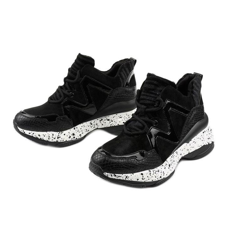 Baskets de sport noires en éco-cuir-daim Clavelina le noir 2