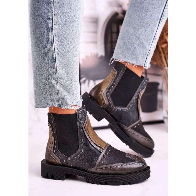 Bottines Jodhpur en Cuir Femme Maciejka Gris 04634-03 beige brun 1