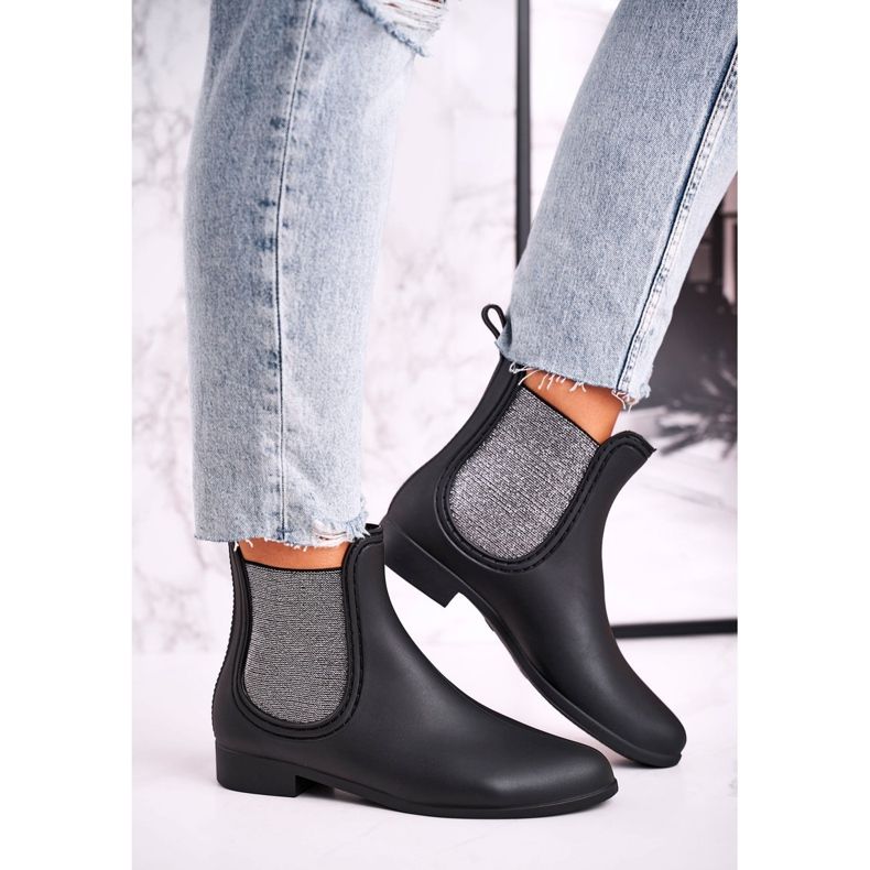 Bottes en Caoutchouc Noir Mat Femme Argent Answear le noir 1