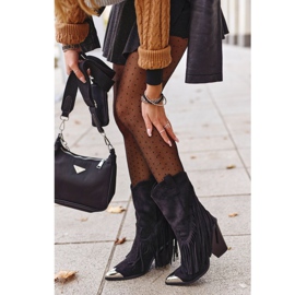 Bottes Femme À Franges En Daim Noir Bottes De Cowboy Jessica le noir 2