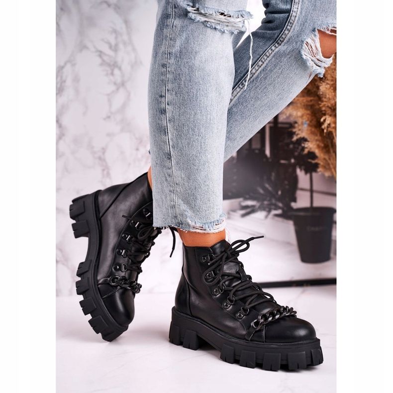 SEA Bottes pour femmes Workers On The Platform Black Chain noir 1