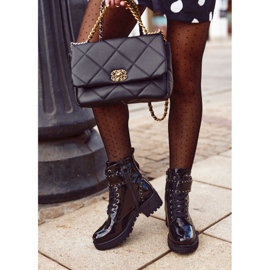 Bottines Worker Valeria Noir Laquées Femme 1