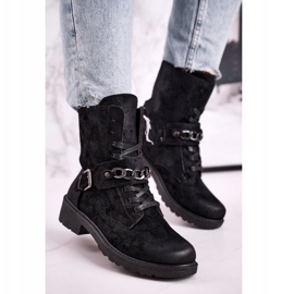 Bottes de travail noires en daim Augusta noires avec chaîne le noir 2