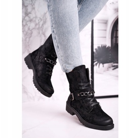 Bottes de travail noires en daim Augusta noires avec chaîne le noir 3