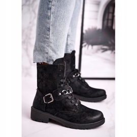 Bottes de travail noires en daim Augusta noires avec chaîne le noir 1