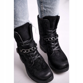 Bottes de travail noires en daim Augusta noires avec chaîne le noir 4