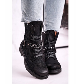 Bottes de travail noires en daim Augusta noires avec chaîne le noir 5