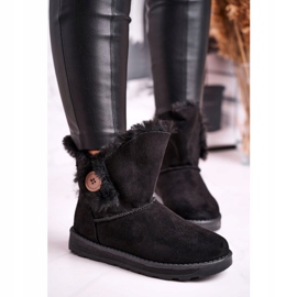 Bottes en daim pour femmes avec bouton noir en fourrure le noir 1