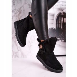 Bottes en daim pour femmes avec bouton noir en fourrure le noir 4