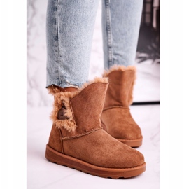 Bottines Daim Fourrure Bouton Marron brun 1